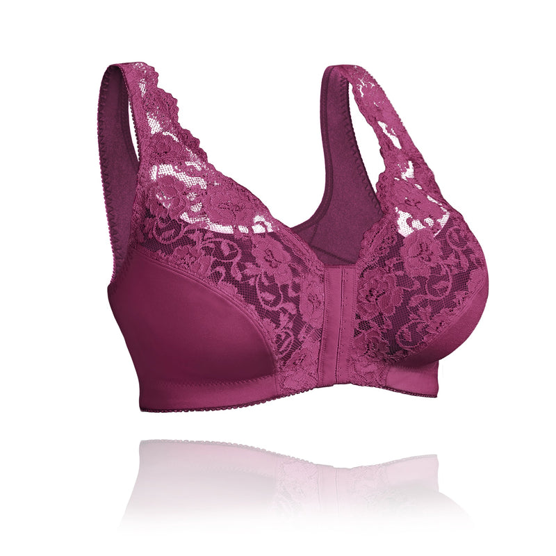 Front hooks, stretch-lace, super-lift, and posture correction – ALL IN ONE BRA!