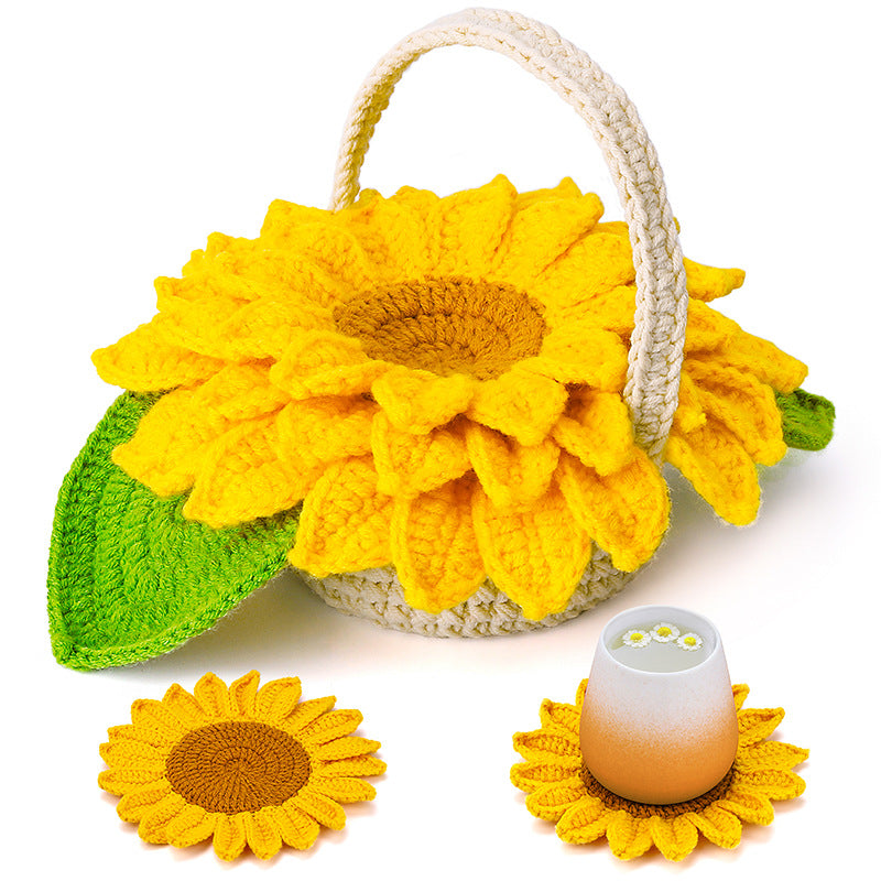 Creative sunflower coasters hand knitting material package