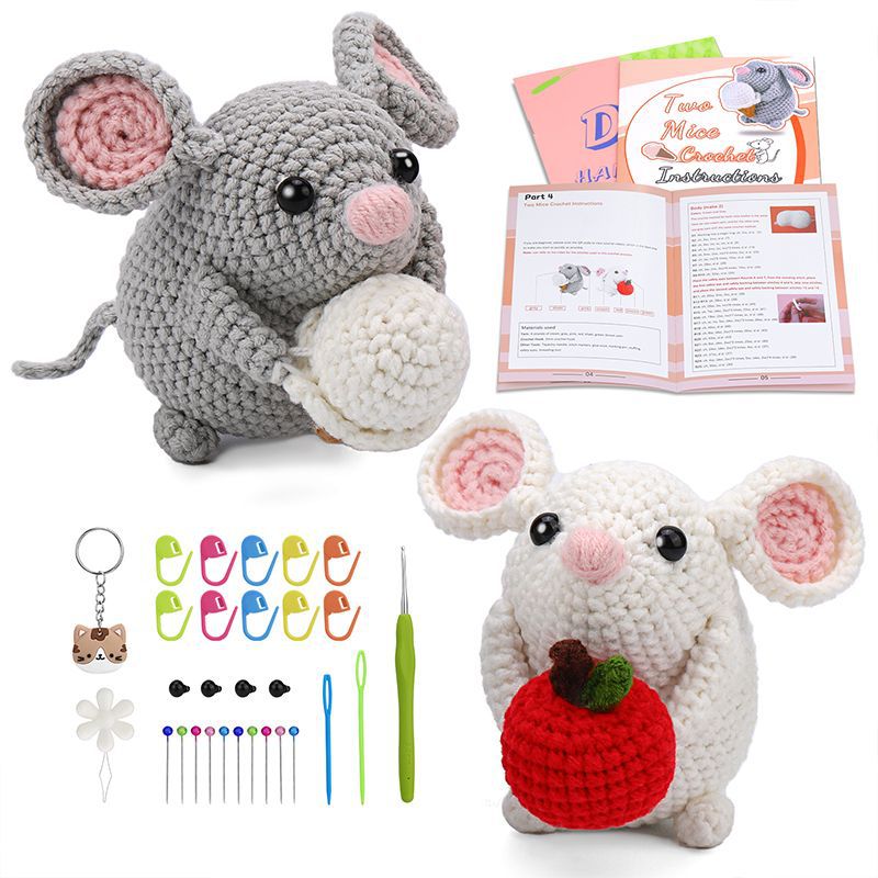 Two Cute Mouse Doll Hand Knitting Kit