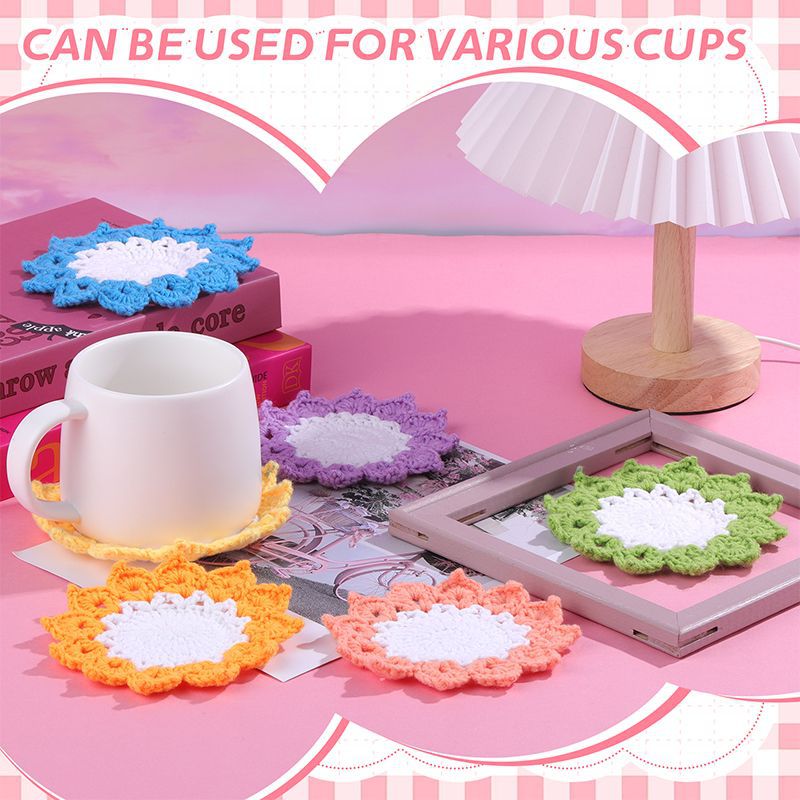 Cute and practical six-color coasters handmade knitting material kit