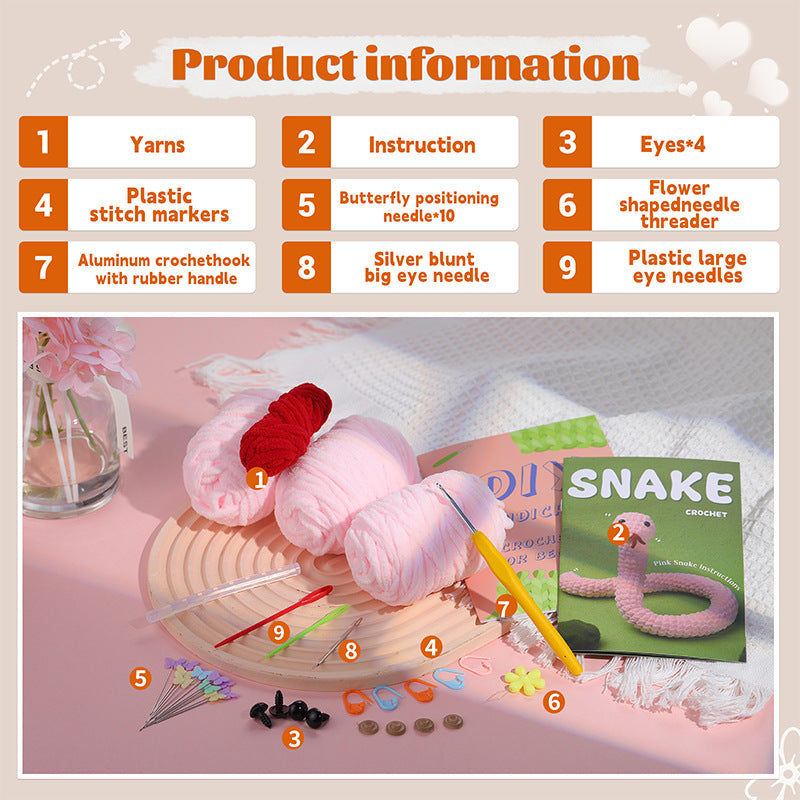 Icicle Wire Pink Snake Hand Knitting Kit