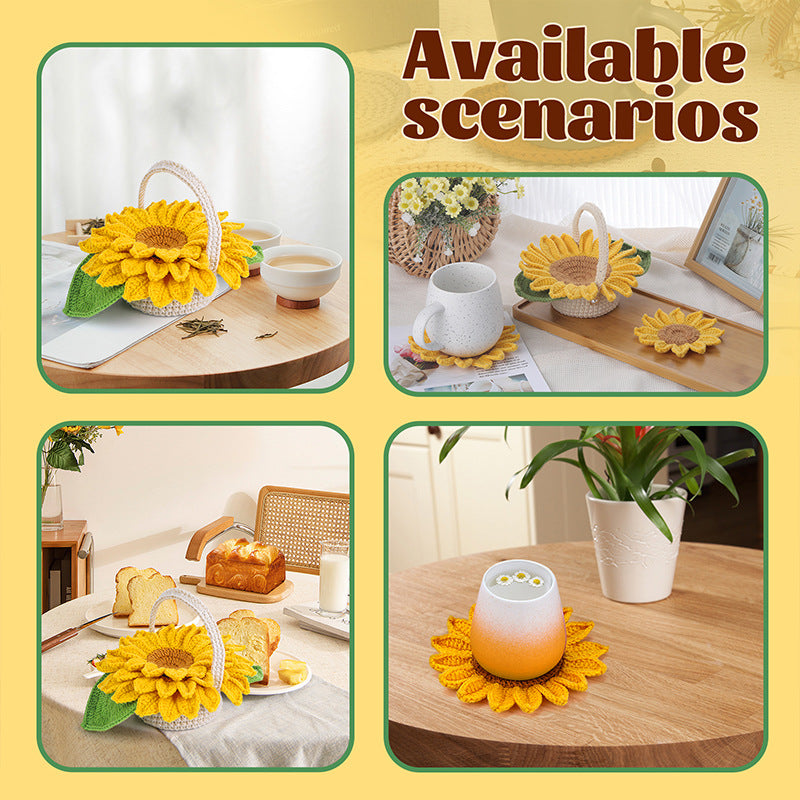 Creative sunflower coasters hand knitting material package