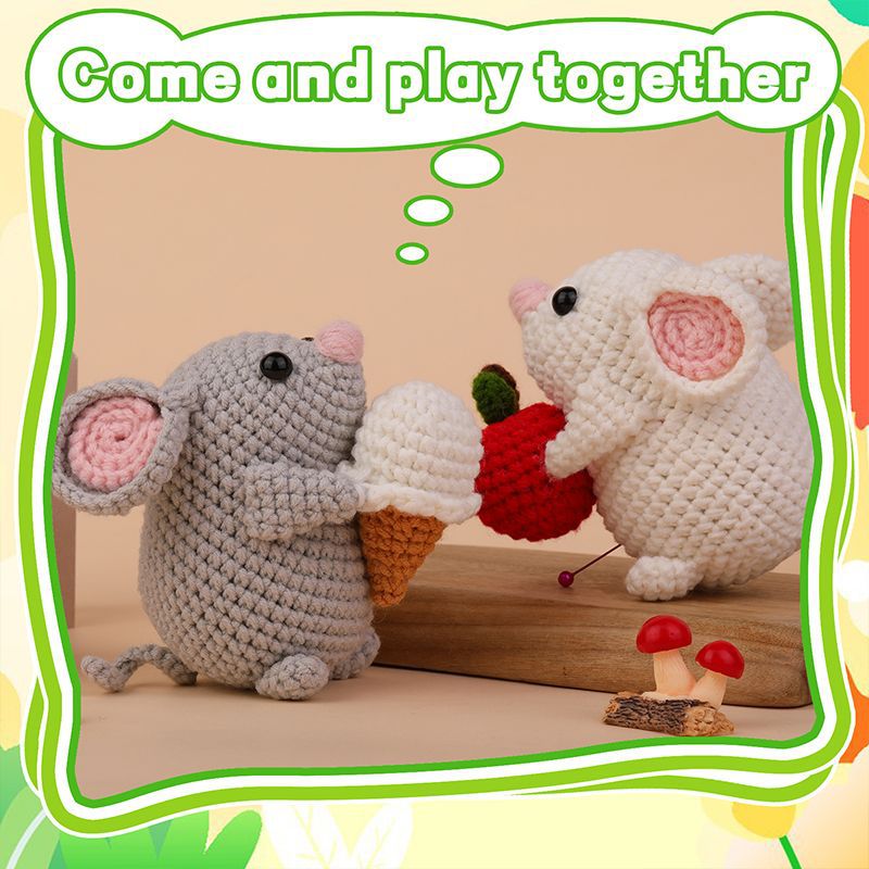 Two Cute Mouse Doll Hand Knitting Kit