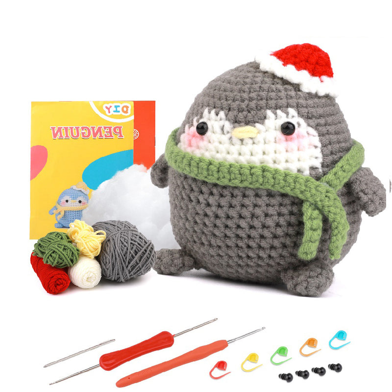 Penguin Figurine Pendant Handmade Knitting Material Kit