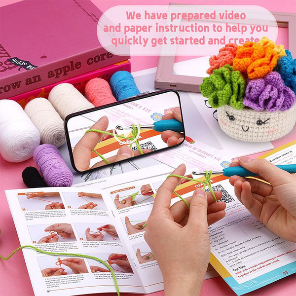 Cute and practical six-color coasters handmade knitting material kit